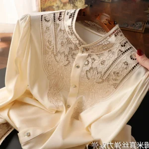 Blusa de Manga Larga para Mujer - Camisa Elegante Casual con Bordado de Moda de Verano para Primavera, Ropa Elegante para Mujer