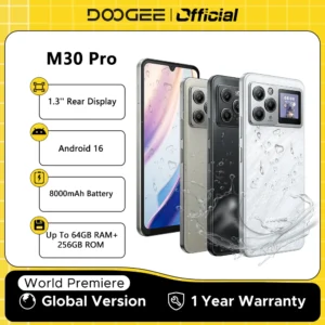 Estreno Mundial del Teléfono Inteligente DOOGEE M30 Pro con Pantalla Trasera de 1.3'', 8000 mAh, Pantalla de 6.88'', 64 GB de RAM (8 GB + 56 GB), 256 GB de ROM, Android 16, NFC