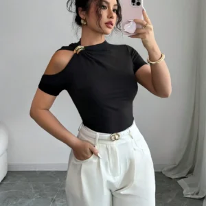 Nueva Camiseta de Mujer con Hombros Descubiertos, Moderna, Elegante y Versátil