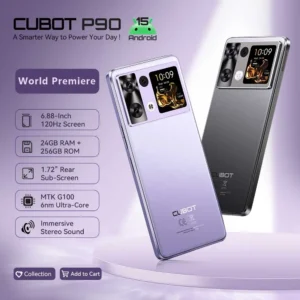 Smartphone Android Cubot P90, pantalla de 6,88 pulgadas y 120 Hz, 24 GB de RAM (12 GB + 12 GB ampliados), 256 GB de ROM, procesador G100 Octa-core de 2,2 GHz, cámara de 64 MP, 5100 mAh, NFC, altavoz dual, celulares 4G