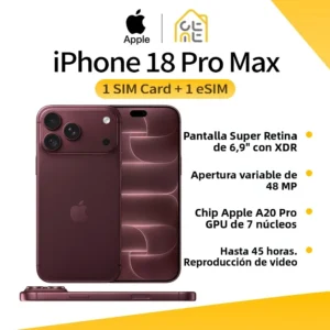 Apple iPhone 18 Pro Max, teléfono inteligente 5G original y nuevo, 1 SIM + 1 eSIM, pantalla Super Retina OLED de 6,9 pulgadas, 120 Hz, cámara triple de 48 MP, A20 Pro.