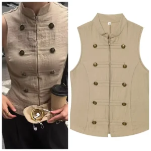 Camisa de Mujer, Moda Verano 2026, Casual, Cuello Alto Único, Manga Larga con Botones Metálicos, Elegante, Sexy, para Fiesta