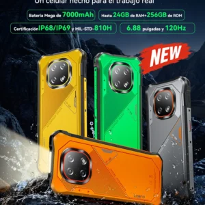 Smartphone Android 16 Cubot KingKong ES 5, hasta 24 GB de RAM (12+12 GB ampliables), 256 GB de ROM, batería Mega de 7000 mAh, cámara de 64 MP, pantalla grande de 6,88 pulgadas y 120Hz. 4G celular, NFC mobile phones, Certificación IP68/IP69K y MIL-STD-810H