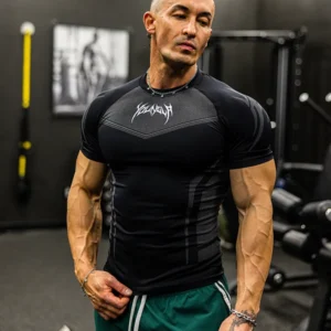 Camiseta Deportiva de Manga Corta para Hombre, con Estampado Tribal, Transpirable, de Secado Rápido, para Entrenamiento en el Gimnasio y Fisicoculturismo