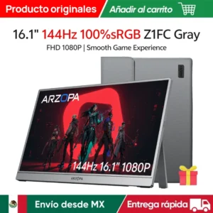 [Envío desde Mexico]ARZOPA 16,1 pulgadas FHD Monitor portátil 144hz,100% sRGB,HDR,segunda pantalla externa para Switch/Xbox/PS5/PC/Laptop,Z1FC