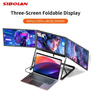 Sibolan, monitor portátil de 15,6 pulgadas con tres pantallas, 60 Hz, 1080P, 100 % de gama de color SRGB, HDMI, USB-C, para portátiles, triple pantalla externa, compatible con Windows y macOS.