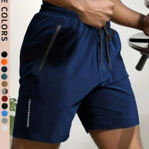 Pantalones cortos deportivos de secado rápido para hombre, Shorts transpirables con cordón en la cintura, Outfit0428