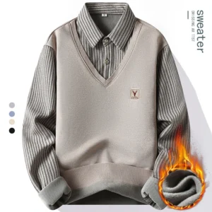 Polo de lana para hombre, jersey para hombre, camiseta de otoño e invierno, suéteres con cuello, blusa fría, ropa coreana caqui azul marino