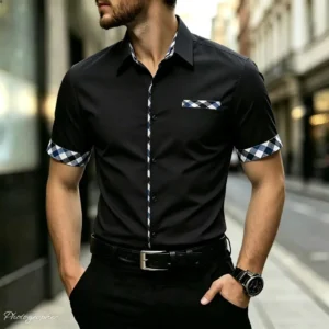 17 colors, men's short sleeved shirts, solid color clothing, daily business casual clothing, high-end and elegant men's tops.