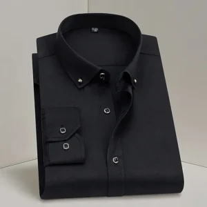 Camisa de Vestir para Hombre, Manga Larga, Formal, Delgada, para Primavera, Estilo Business, con Botones de Diamante, para Fiestas, Bodas, Color Negro