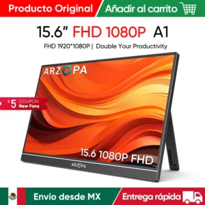 ARZOPA Monitor Portátil de 15.6 Pulgadas 1080P FHD con Pantalla IPS, USB-C y HDMI, Segunda Pantalla Externa para Mac, Laptop, PC, Switch, PS4/5, Xbox