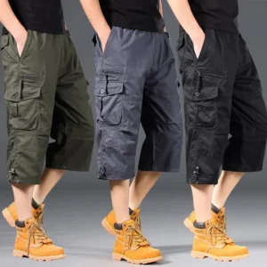 Pantalones Cortos Cargo de Verano para Hombre, Holgados, Casuales, por Debajo de la Rodilla, con Cintura Elástica, Tallas Grandes, para Deporte al Aire Libre, Tácticos, Tipo Capri