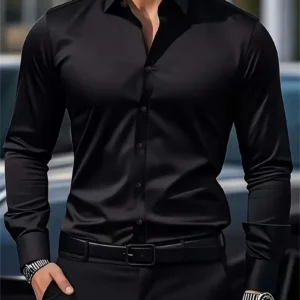 Camisa de manga larga para hombre, ideal para el otoño e invierno, de corte formal para el trabajo, transpirable y ligera, perfecta para el uso diario.