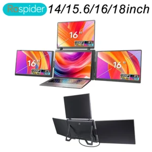 Monitor Portátil de Pantalla Triple LCD Retroiluminado, Pantalla Secundaria FHD Conectada a un Portátil con 1 Cable, Extensor de Pantalla Secundaria