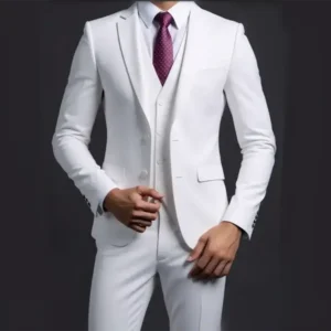 Traje (Blazer + chaleco + pantalones) traje de boda informal de estilo británico de negocios de caballero a la moda para presentador de banquete de color sólido