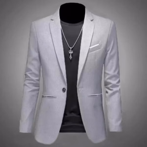 Chaqueta de traje de Boutique de ocio a la moda para hombre, traje informal de negocios de otoño, ajustado, sin planchar, traje de un solo botón, blusa Formal sólida
