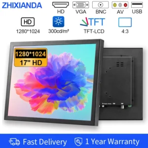 Monitor Industrial de Marco Abierto Zhixianda de 17 Pulgadas 1280*1024 Sin Pantalla Táctil, Pantalla LCD con Interfaz HDMI, VGA, USB, AV, BNC
