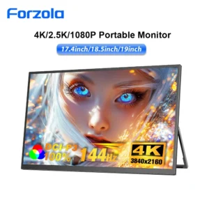 Monitor Portátil FORZOLA de 17.4/18.5/19 Pulgadas, 144Hz UHD 4K, Pantalla de Juego 2.5K para Viajes, Laptop, Teléfono, Consola de Juegos, Steam, PS5, PC