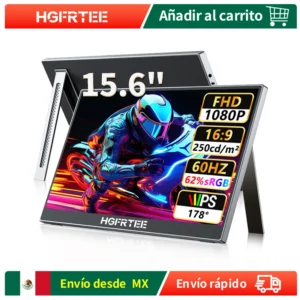 HGFRTEE-Monitor portátil de 15,6 pulgadas, FHD, USB-C, Mini-HDMI, segunda pantalla externa, pantalla extendida para juegos de ordenador portátil, para Mac, PS4/5, Xbox