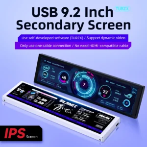 Nueva pantalla inteligente USB-C de 9,2 pulgadas IPS 1920x462 pantalla secundaria utiliza Software TURZX CPU GPU RAM Monitor de ordenador para Windows 10 11