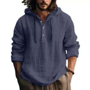 2025 nueva blusa informal para hombre, camisa de lino y algodón, camisetas holgadas, camiseta de manga larga, camisas informales para primavera y otoño para hombre