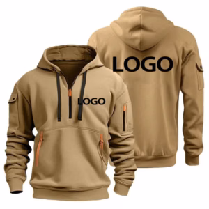 Nuevo suéter deportivo europeo para hombre con cremallera y bolsillos para el brazo, personaliza tu logotipo, funda para suéter con capucha y