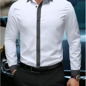 Camisa Formal Exquisita para Hombre 2026, Camisa de Manga Larga Simple y Elegante, Camisa Moderna para Hombre con Bolsillo, Talla Grande