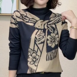 Camisetas Vintage de Manga Larga con Estampado de Tallas Grandes, Camisetas Holgadas de Estilo Harajuku para Primavera y Otoño, Ropa Casual de Moda para Mujer