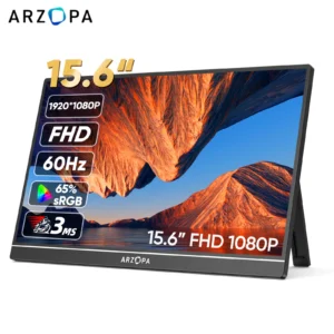 ARZOPA Monitor portátil de 15,6 pulgadas FHD 1080P IPS USB-C Mini-HDMI segunda pantalla externa para Mac, portátil, PC, Switch, Xbox, PS4/5, Xbox