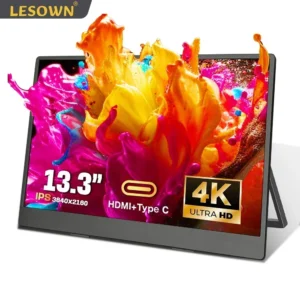 LESOWN 13,3 pulgadas 4K Monitor portátil UHD 3840x2160 IPS LCD pantalla táctil VESA extensión pantalla para XBox PS4/5 Switch PC portátil