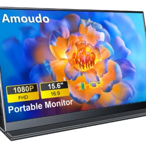 Monitor portátil Amoudo de 15,6 pulgadas, 1920 x 1080P, pantalla secundaria FHD, ligero, delgado, con conexión USB tipo C y mini HDMI, para ampliar la pantalla de PS4/5 X.