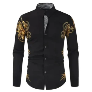 Camisa de Manga Larga para Hombre 2026, Camisa Estampada, Estilo Moderno, Informal, de Alta Calidad, Elegante, Ropa Superior para Hombre