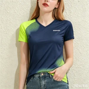 Camisetas informales de verano para tenis de mesa para mujer, camisetas deportivas de manga corta, camisetas holgadas con cuello en V a la moda, ropa para correr y entrenar para mujer