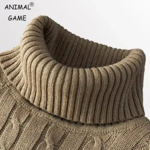 Nuevo Suéter de cuello alto, suéter informal de punto con cuello redondo para hombre, jersey para mantener el calor, suéter de lana