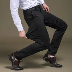 Pantalones largos informales de negocios a la moda de verano para hombre, pantalones de traje, pantalones formales rectos elásticos para hombre, tallas grandes 28-40