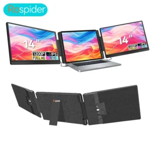 Rospider Pantalla extensora de pantalla dual de 14 a 16 pulgadas FHD IPS Monitor triple expandible de alta definición para productividad de computadora portátil