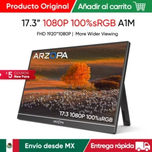 Monitor Portátil ARZOPA de 17.3 Pulgadas FHD 1080P 100% sRGB A1M