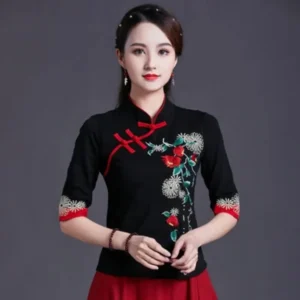 Camisetas Vintage para mujer, ropa informal, elegante, bordado, estilo étnico, Y2k, Verano
